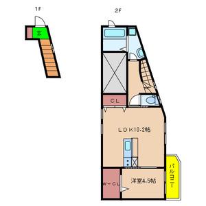 カーサイースト(1LDK/2階)の間取り写真
