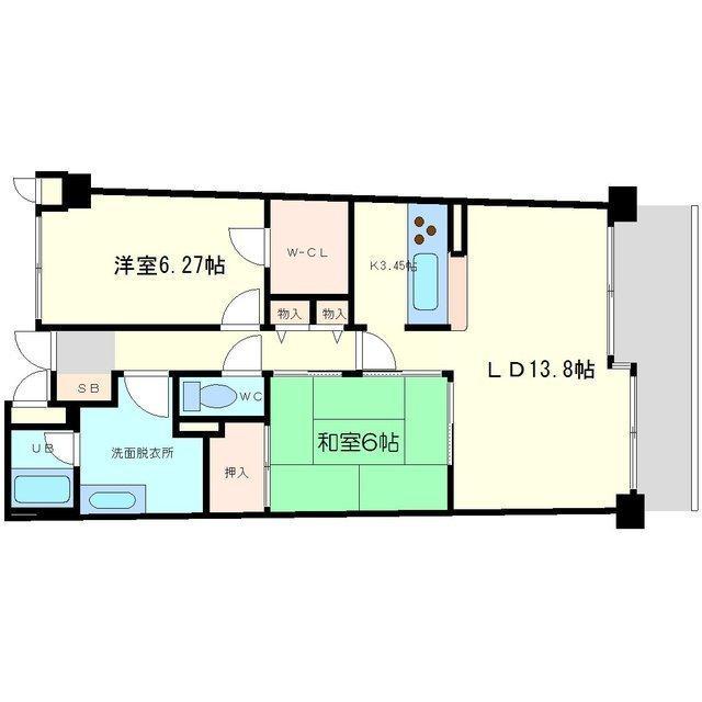 フロンティアタワー難波イースト(2LDK/5階)の間取り写真