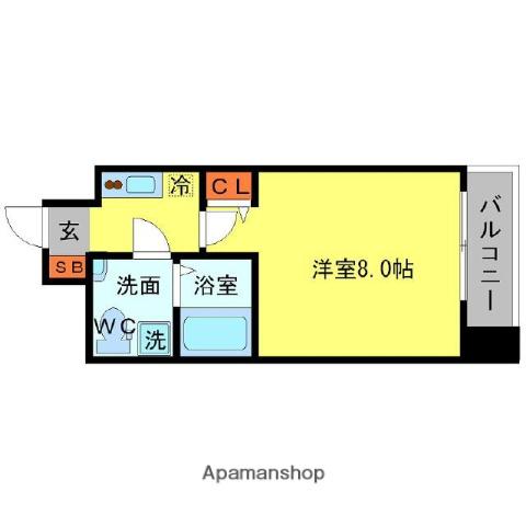 SERENITE北浜(1K/2階)の間取り写真