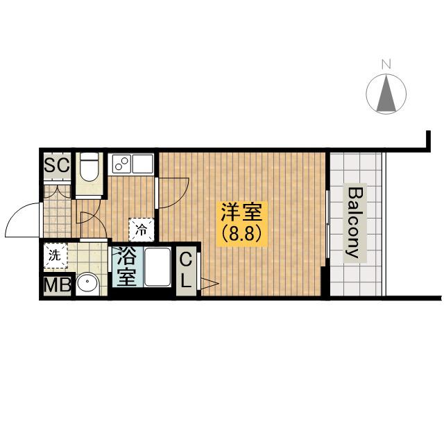 プレサンス谷町九丁目駅前(1K/5階)の間取り写真