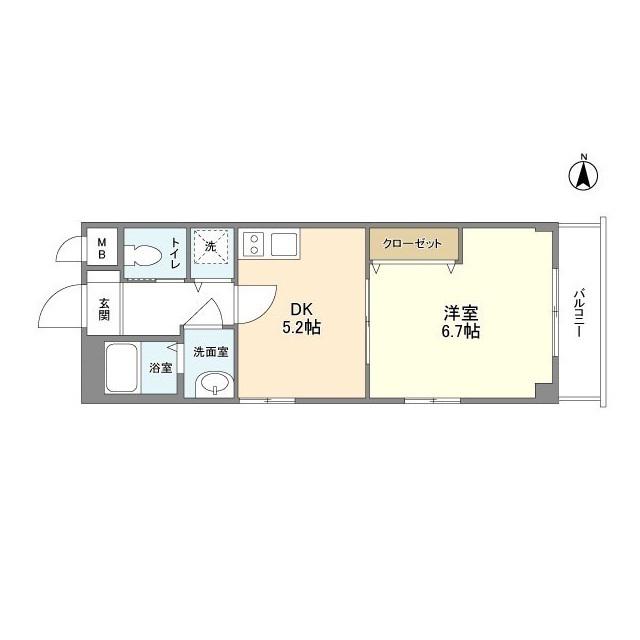 マジェスタ八戸ノ里(1DK/3階)の間取り写真