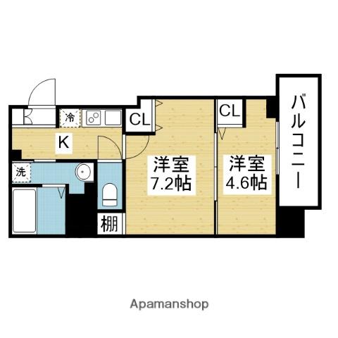 ヴィラ・セレーノ玉造本町(2K/4階)の間取り写真