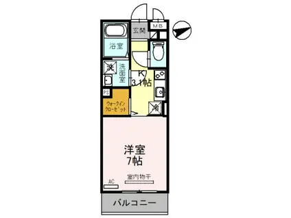 MS HOUSE 上小阪(1K/3階)の間取り写真