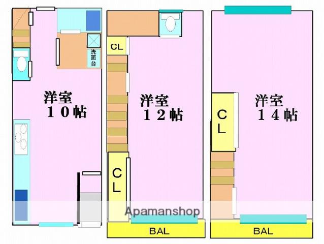 大阪メトロ千日前線 南巽駅 徒歩10分 3階建 築50年(2LDK)の間取り写真