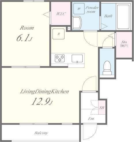 イーグルソシア(1LDK/1階)の間取り写真