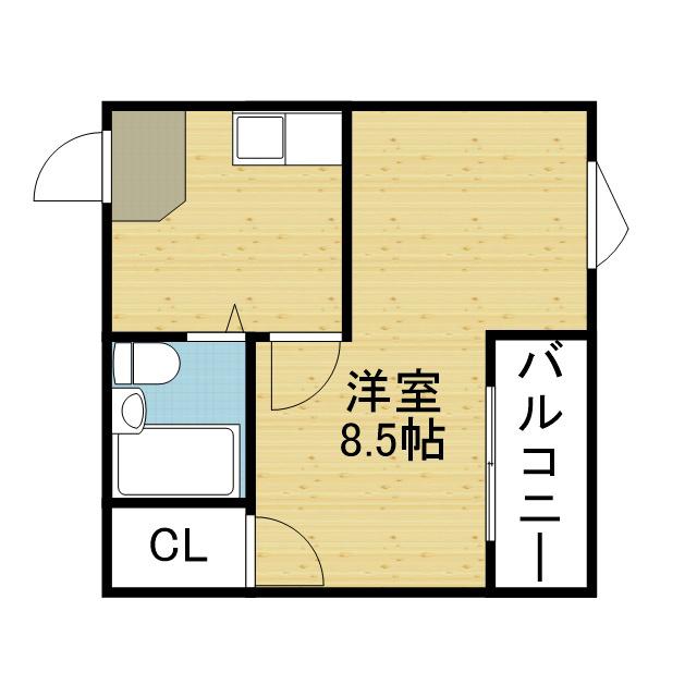 平野スクウェア(1K/4階)の間取り写真