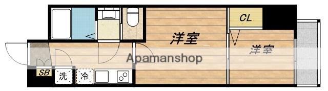 ラシュレエグゼ天王寺(2K/9階)の間取り写真