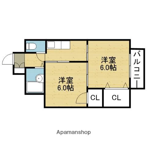 レナジア平野上町(2K/5階)の間取り写真