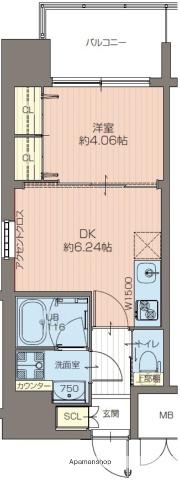 プレジオ布施EURO(1DK/7階)の間取り写真