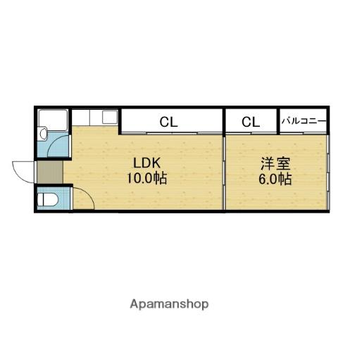 トクマスマンション(1LDK/2階)の間取り写真