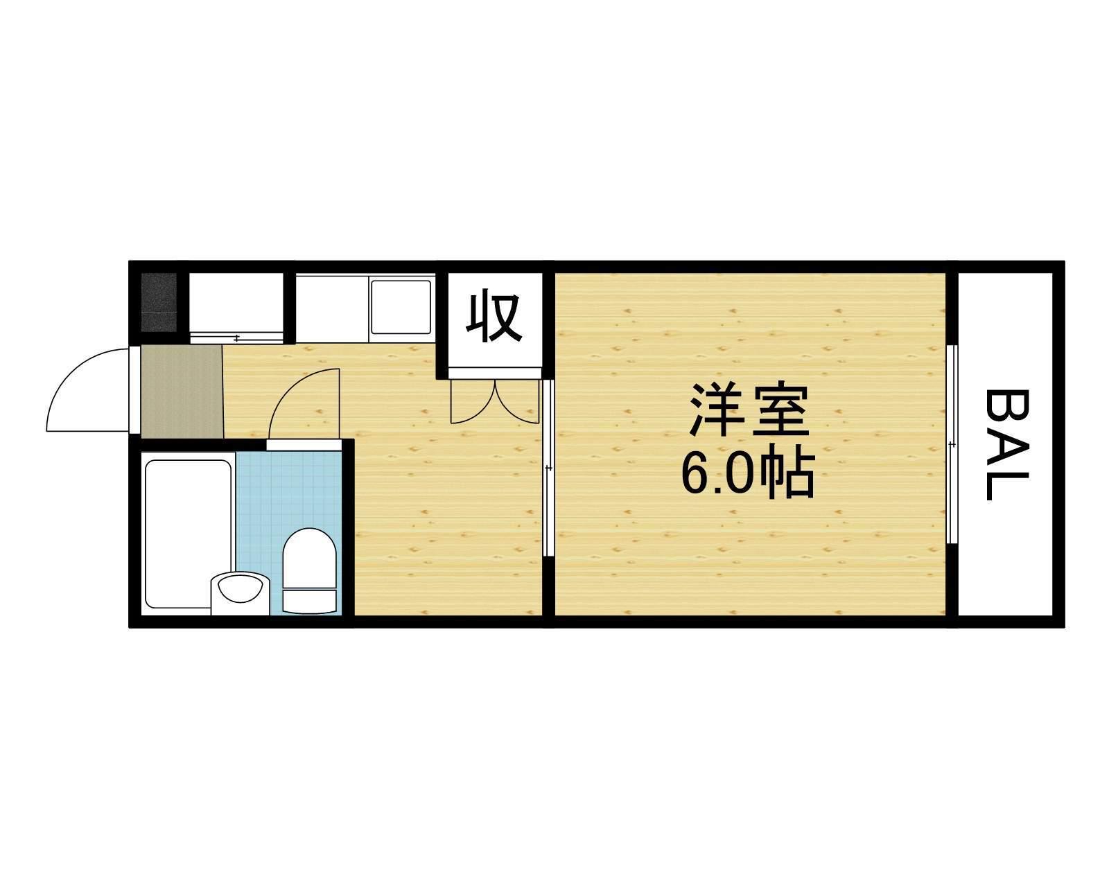 サンビル勝山北(1DK/4階)の間取り写真