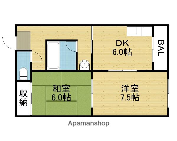 ジョイマンション(2DK/4階)の間取り写真