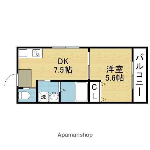 松本マンション(1DK/2階)の間取り写真