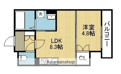 ラモーナ長瀬Ⅰ(1LDK/3階)の間取り写真