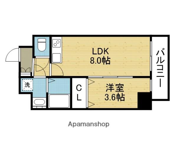 クローバー・レジデンス玉造(1LDK/2階)の間取り写真