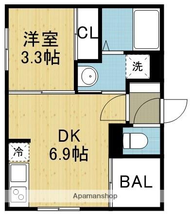 ハーモニーテラス新今里Ⅴ(1DK/1階)の間取り写真