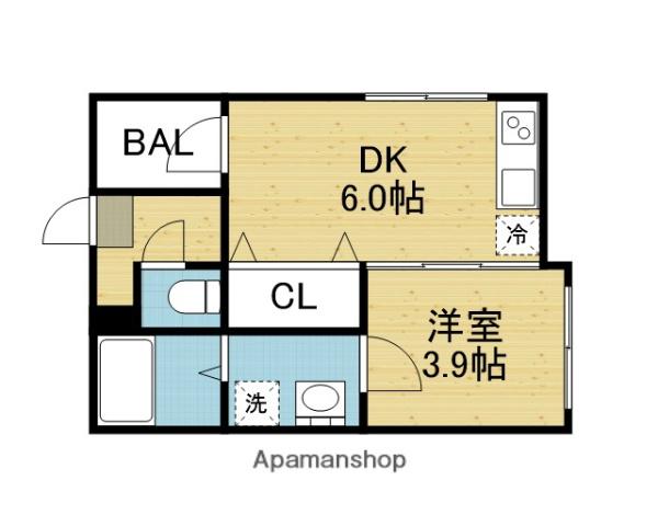 ハーモニーテラス巽北Ⅳ(1DK/3階)の間取り写真