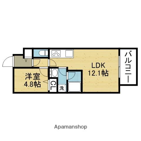 プラウディア今里(1LDK/8階)の間取り写真