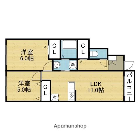 ACQUA VALLE(2LDK/1階)の間取り写真