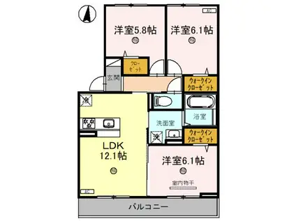 D-ROOM友井4丁目(3LDK/2階)の間取り写真