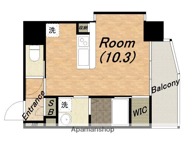 OAK弥栄夕陽丘(ワンルーム/10階)の間取り写真