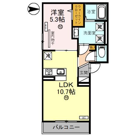 DーROOM平野Ⅲ(1LDK/1階)の間取り写真