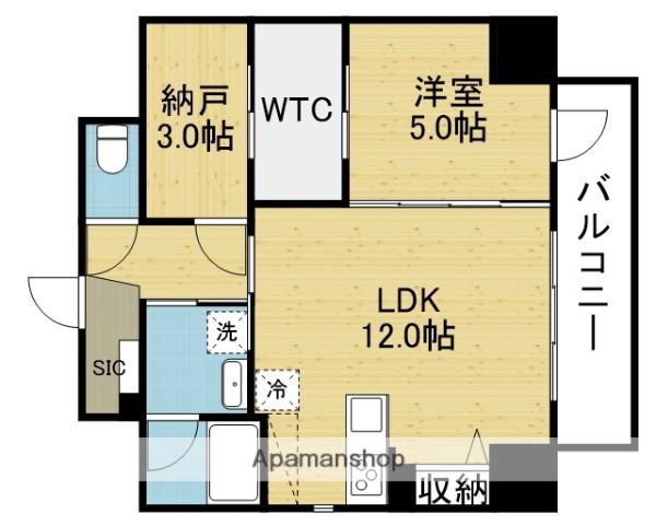 LA CASA 上汐(1SLDK/10階)の間取り写真