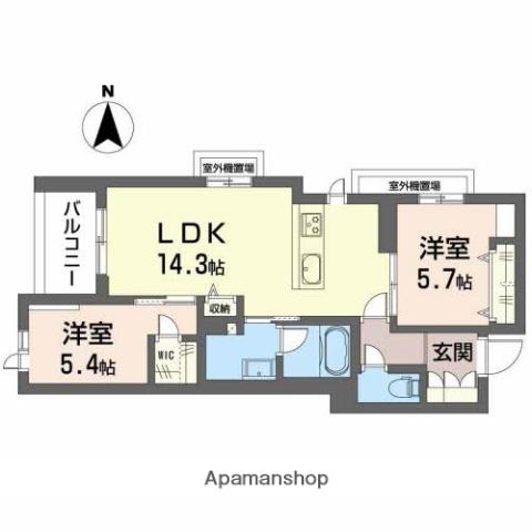 WITH PLUS 天王寺区舟橋町(2LDK/4階)の間取り写真