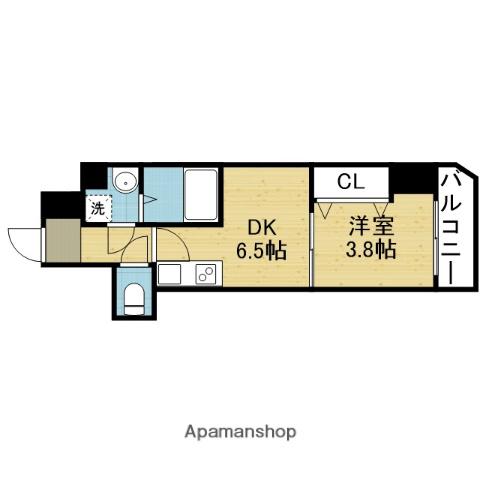 GARDENIA城東(1DK/7階)の間取り写真
