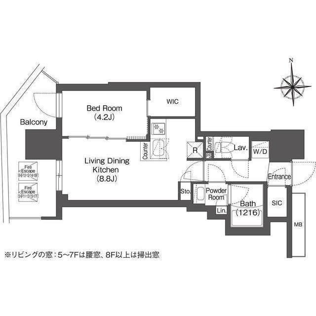 コンフォリア・リヴ本町ウエストQ(1LDK/11階)の間取り写真