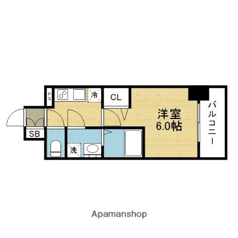 エスリード ザ・カレント大阪(1K/6階)の間取り写真