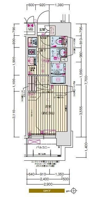 プレサンス難波マジョリティ(1K/9階)の間取り写真