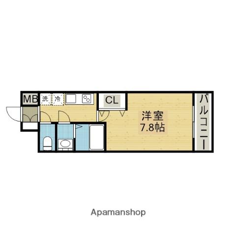 セオリー大阪イーストドア(1K/2階)の間取り写真