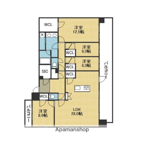 スプランディッド本町グラン(4LDK/19階)の間取り写真