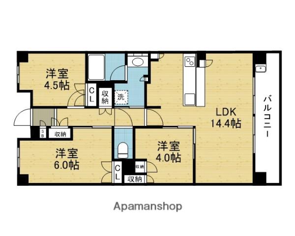 グランカサーレ玉造(2LDK/9階)の間取り写真