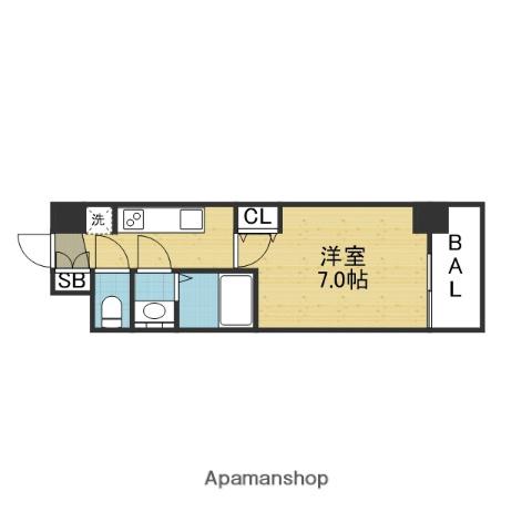 セレニテ夕陽丘エクラ(1K/14階)の間取り写真