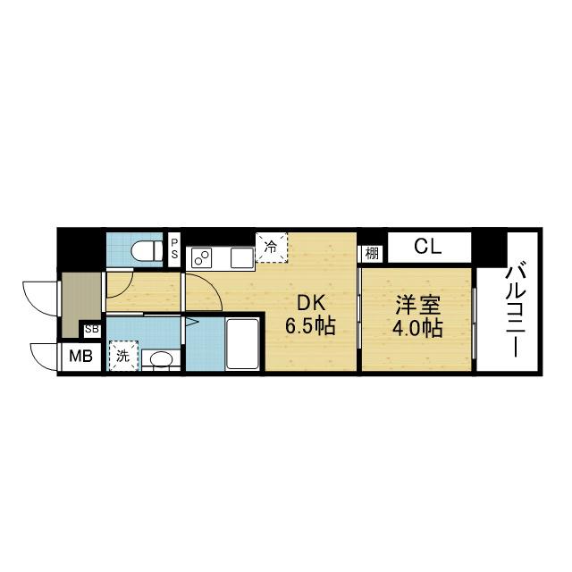 エグゼ大阪CITYオースティン(1DK/4階)の間取り写真