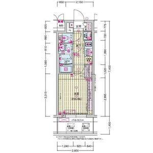 プレサンス鶴橋トレヴィエ(1K/6階)の間取り写真
