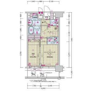 プレサンス鶴橋トレヴィエ(1LDK/9階)の間取り写真