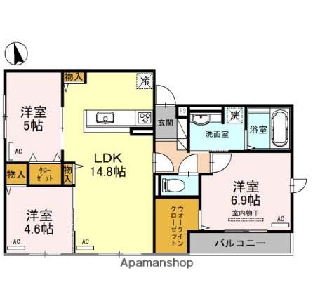 クラシスト新今里(3LDK/1階)の間取り写真
