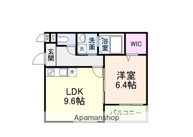 フェリシアーク加美(1LDK/3階)の間取り写真