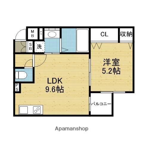 URBAN COURT FUSE(1LDK/1階)の間取り写真