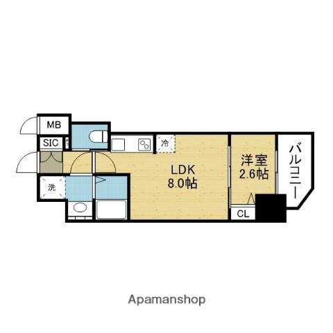 スワンズシティ大阪クレアスト(1LDK/8階)の間取り写真