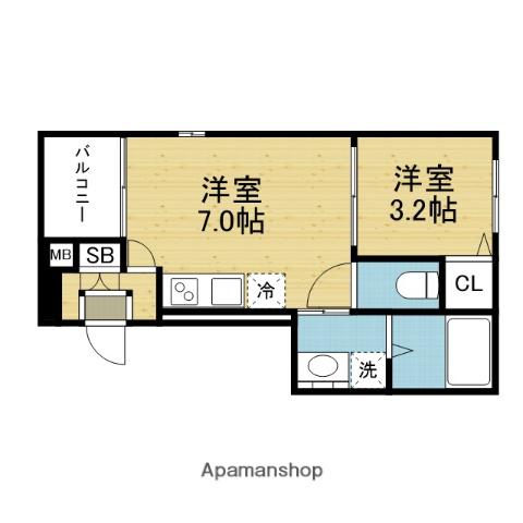 ルミナス小路(1DK/1階)の間取り写真