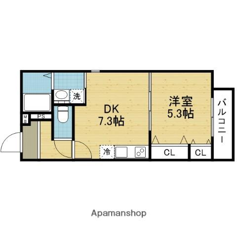 フジパレス弥刀駅北Ⅱ番館(1DK/1階)の間取り写真