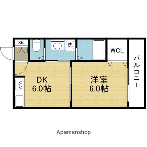 STABLE SHOJIHIGASHI(1DK/2階)の間取り写真