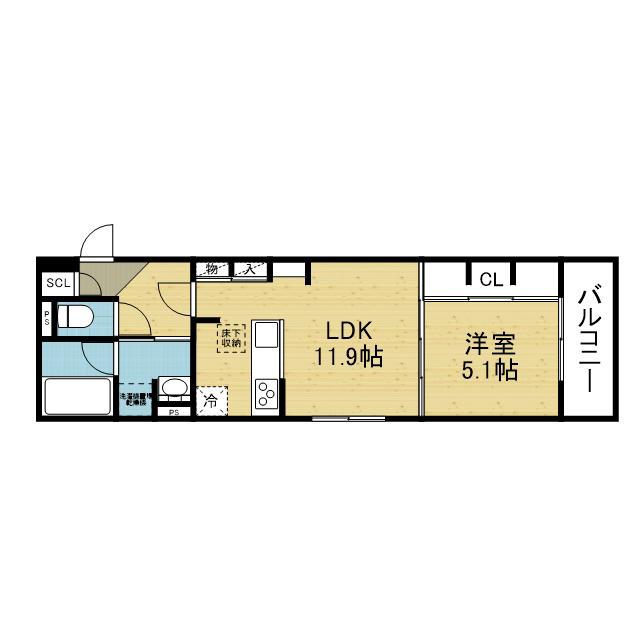 スペチアーレ東中本(1LDK/1階)の間取り写真