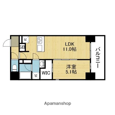 JPNOIE上町台龍造寺(1LDK/1階)の間取り写真