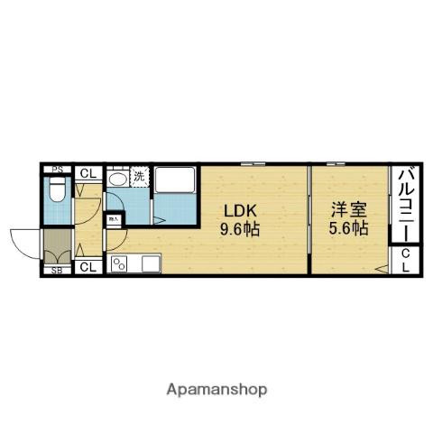 H AND P 平野(1LDK/2階)の間取り写真