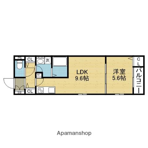 H AND P 平野(1LDK/2階)の間取り写真